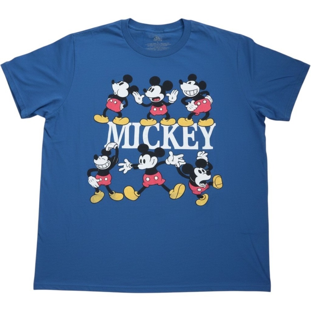 Walt Disney World Mickey Mouse "MICKEY" Expressions Royal Blue Adult XL T-Shirt
